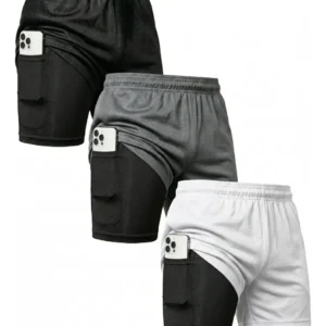 Kit 3 Shorts 2 em 1 com Duplo Bolso