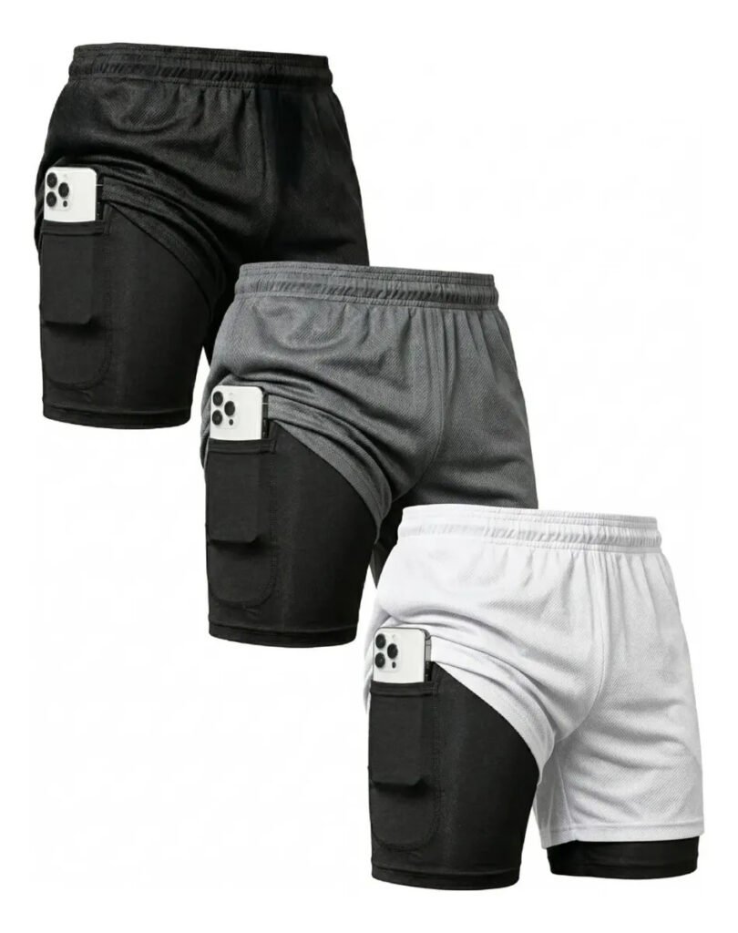 Kit 3 Shorts 2 em 1 para Treino e Corrida