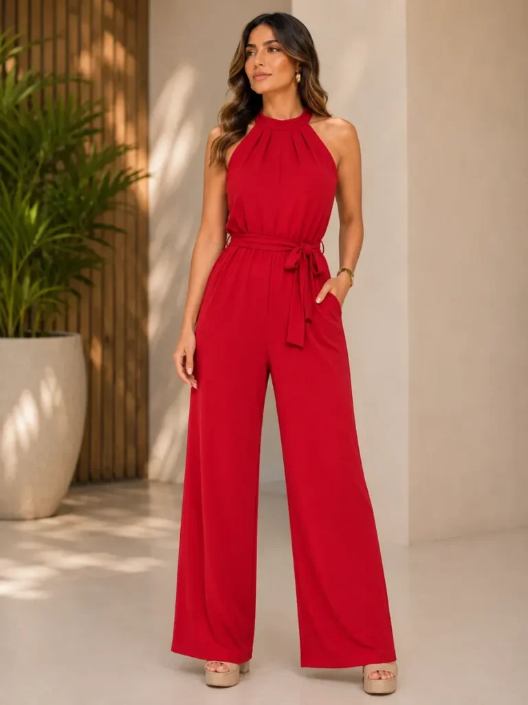 Macacão Pantalona Longo com Bolsos